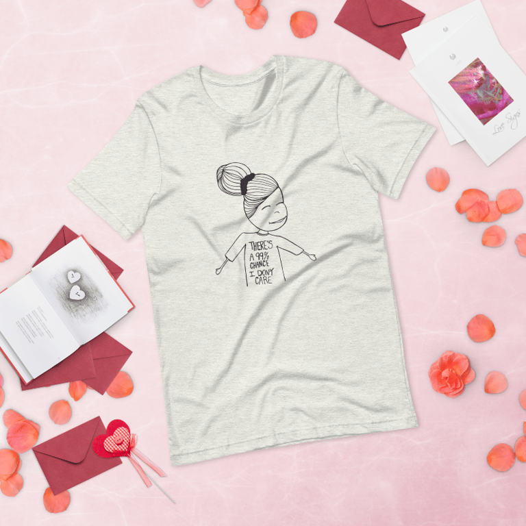 T-shirt: theres a 99% chance i dont care Grå S billede 2