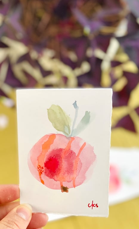 Kollektion på 5 små kort - æble billede 3