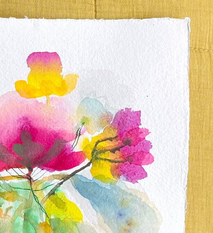 Grøn stribede vase - original akvarel billede 3