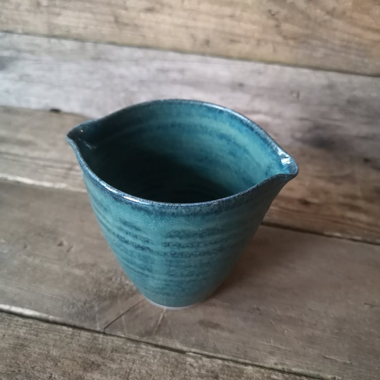 Fløde/mælke kande havblå glasur billede 2