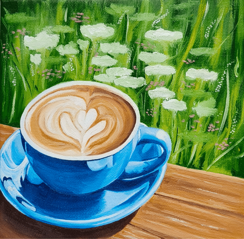 Kaffe med blomster