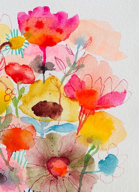 Orange rosa vase m. collage  billede 2