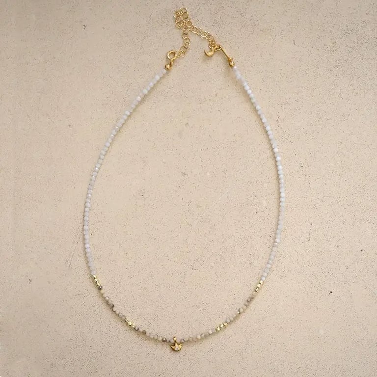 Lotus halskæde Labradorit månesten - Udsolgt - skriv dig op (2)