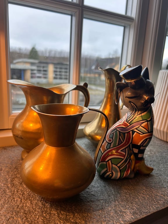 Vintage messingkande 21 cm billede 6