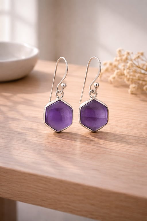 Facet øreringe – Ametyst