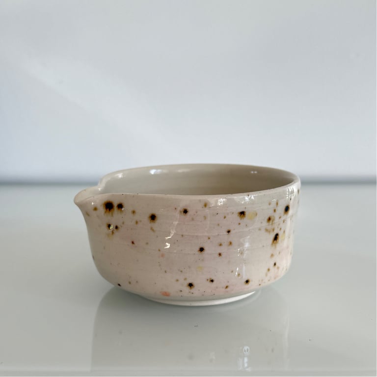 Kop/skål med hældetud, beige/brun/rosa billede 2