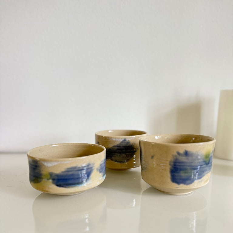 Kop uden hank m. fod, blå dekoration billede 2