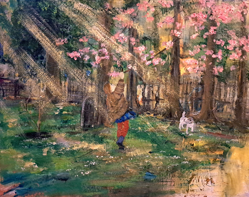 Forår på assistenten, inkl ramme akryl maleri, 55x45