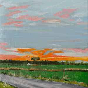 Mark i solnedgang. 20*20 – produktbillede