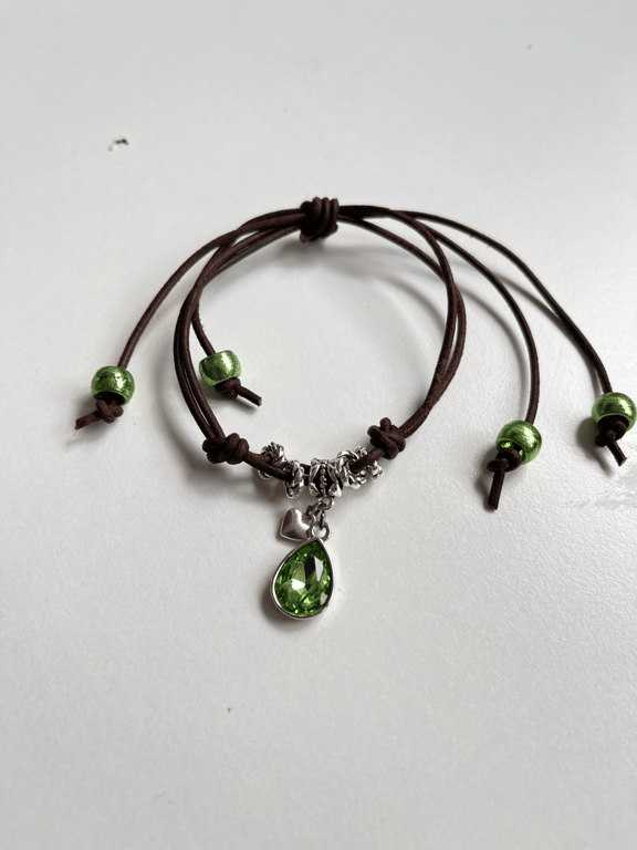 knyttet armbånd med krystal vedhæng billede 2