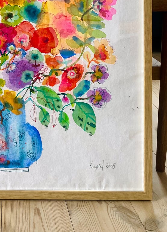 Laura - Blå kæmpe vase - original akvarel billede 2