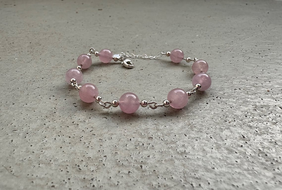 Rosakvarts Royal med sølv 