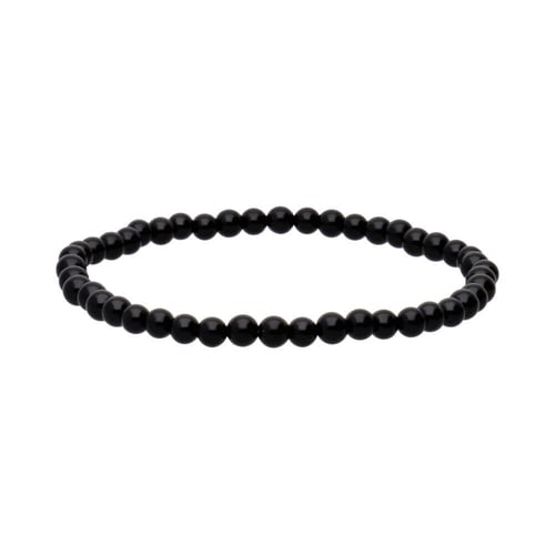 Sort armbånd lavet af runde perler på elastisk snor. (2)