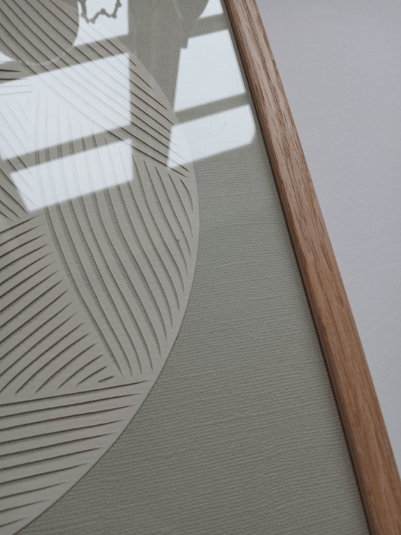 30x30cm papercut, perlegrå, indrammet (3)