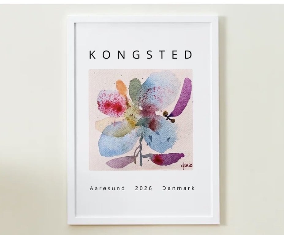 Den lille enkle - print af original akvarelblomst (2)