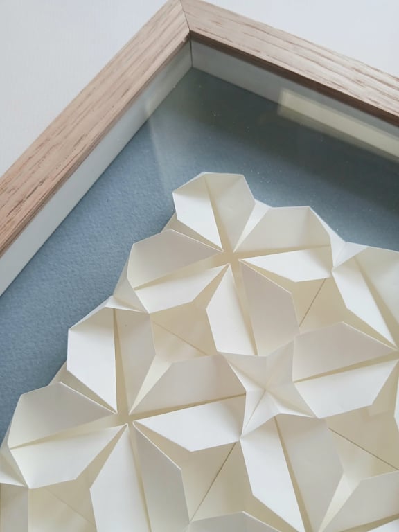 A4, Foldet værk, dueblå, indrammet  (2)