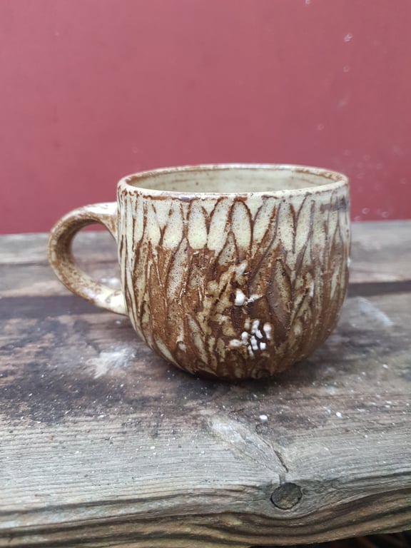 Grøn rustik kop med hank  billede 5