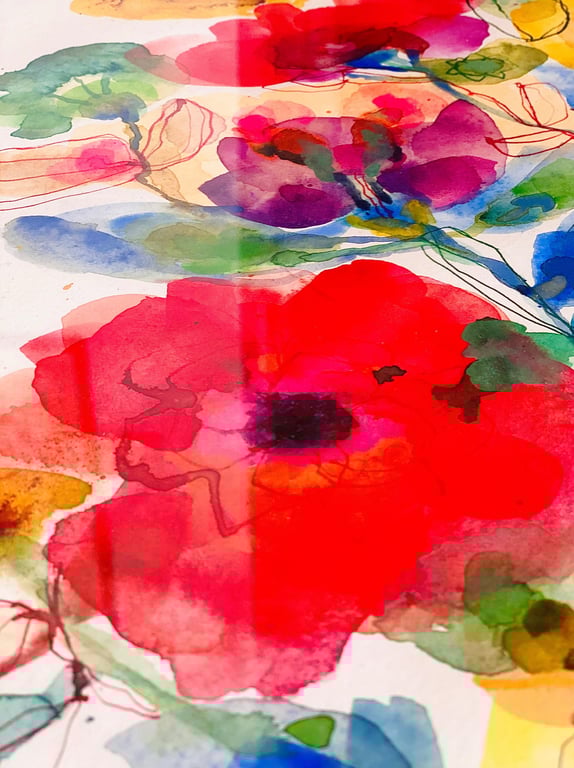 Agnes - Kæmpe blå - original akvarel billede 11