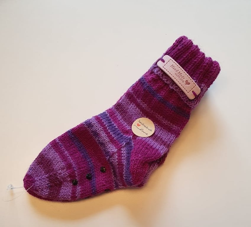 Skridsikre uldsokker størrelse 22-23