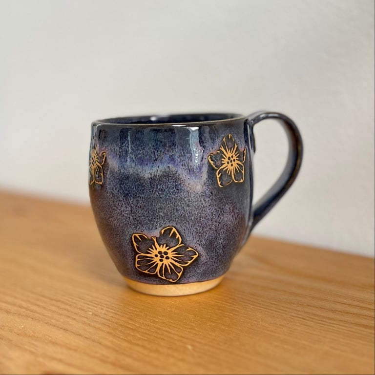 Lilla/Mørkeblå mønstret kop billede 2