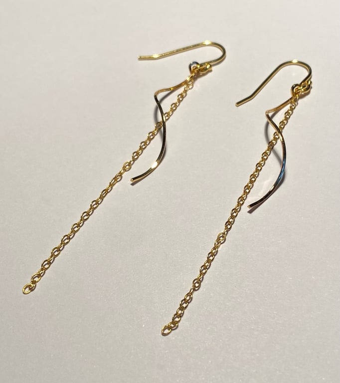 Øreringe med forgyldt kæde billede 2