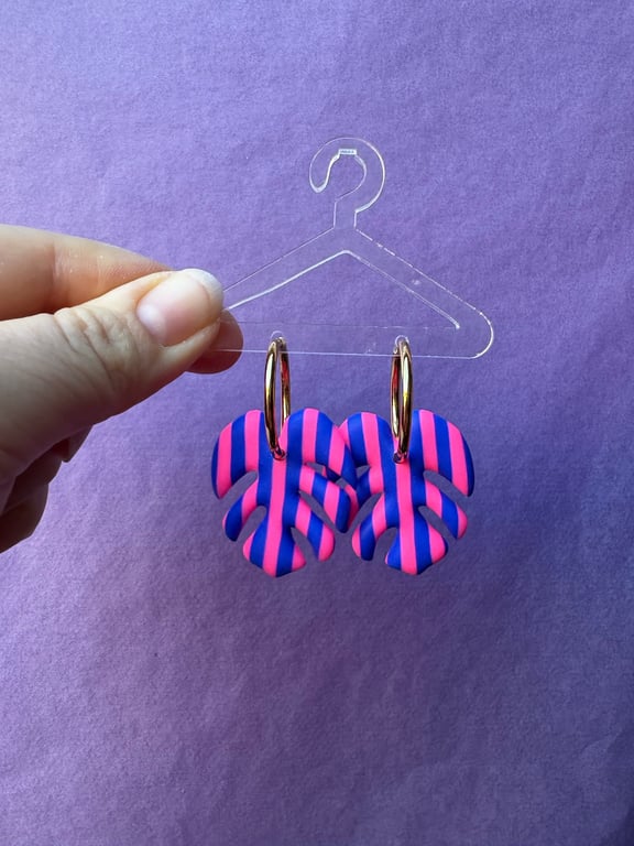 Pink/blå stribede monstera i creol