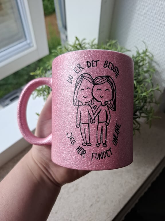 Krus: du er det bedste jeg har fundet online (pigerne) Pink Glimmer