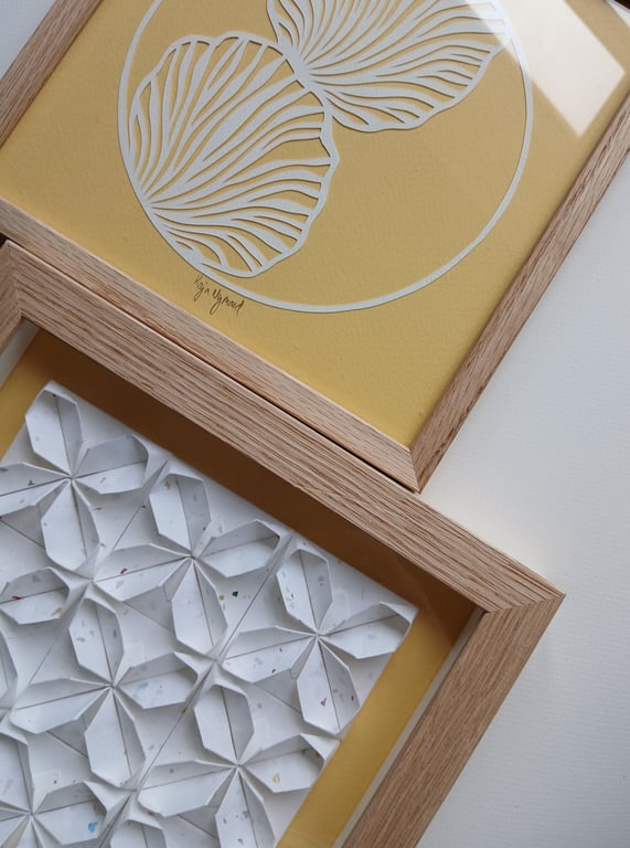 20x20cm papercut, banana, indrammet (3)