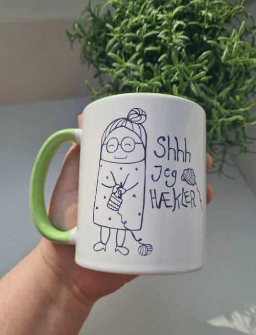 Krus: shhh jeg hækler Grøn