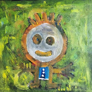 Maleri med sand i maling 50 x 50 cm i sort træramme  – produktbillede