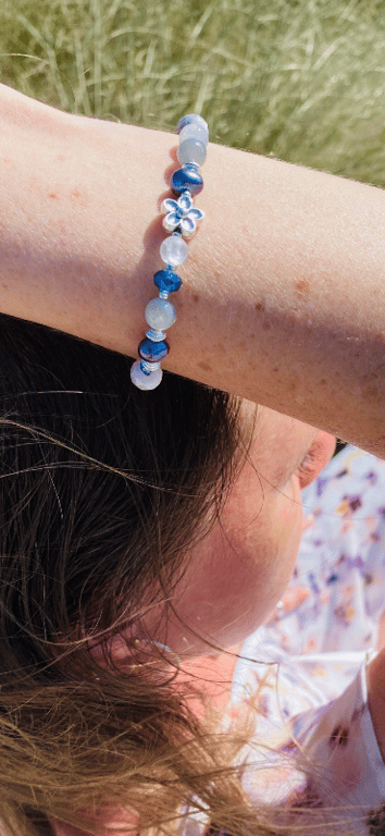 Bjergkrystal og Labradorit armbånd