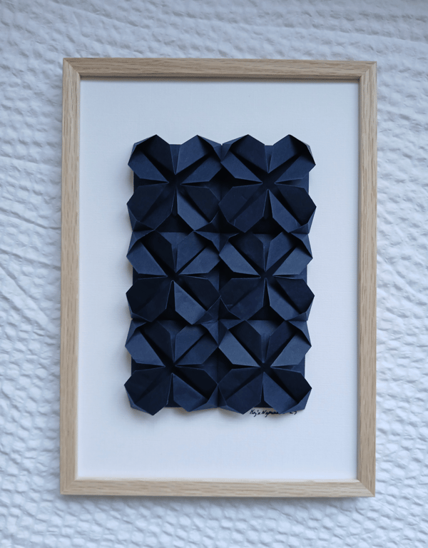 A4 - Foldet papirværk, Marineblå, indrammet