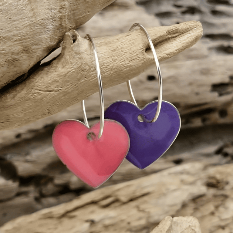 Emalje hjerte - stort pink. billede 2