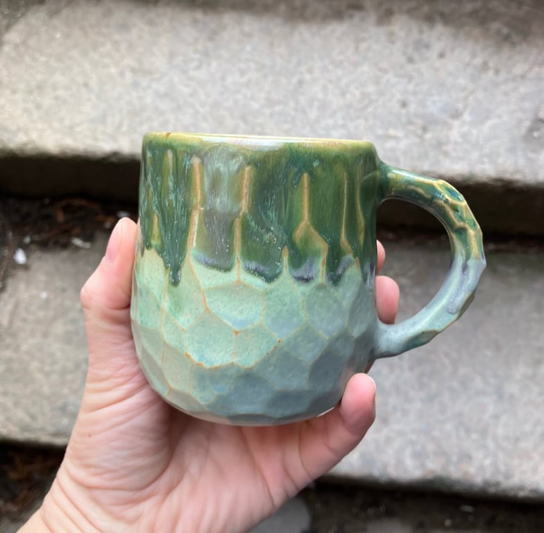 Facetskåret unika kop med hank