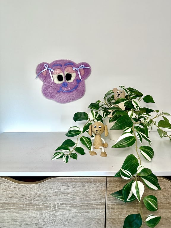 Tuftet Sløjfe Bodil som vægophæng i 100% uld – Håndlavet til børneværelset  billede 2
