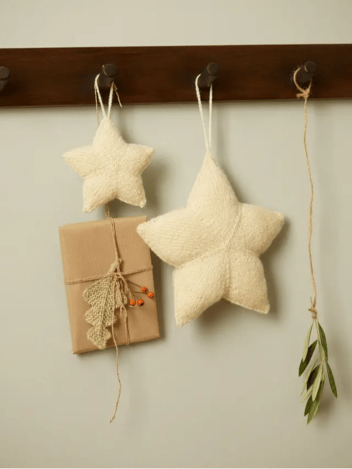 Opskrift - D: Stor og lille stjerne strikket i finuld