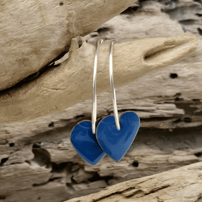 Emalje hjerter - små blå.