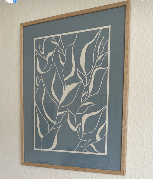 40x50cm papercut dueblå, knækket hvid 
