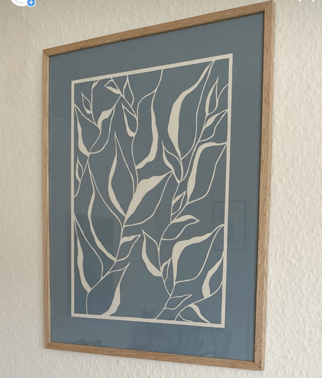 40x50cm papercut dueblå, knækket hvid  (2)