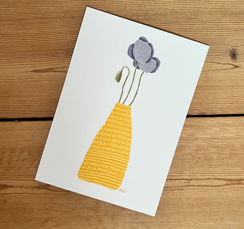 "Valmuer i vase" A5 kort