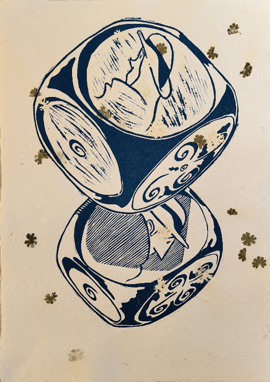 DeCay &amp; Shivers: Flutter of Exchange - back (lino)