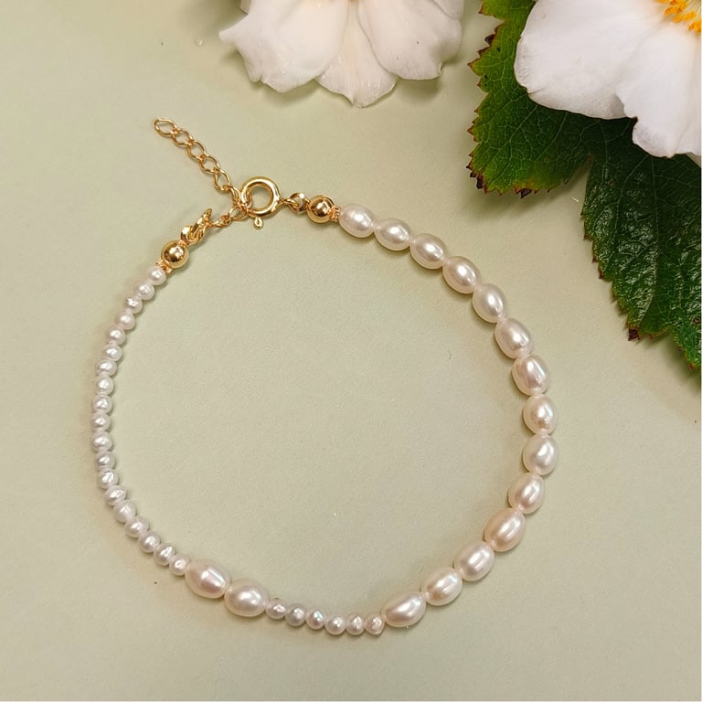 Ferskvandsperle armbånd billede 4