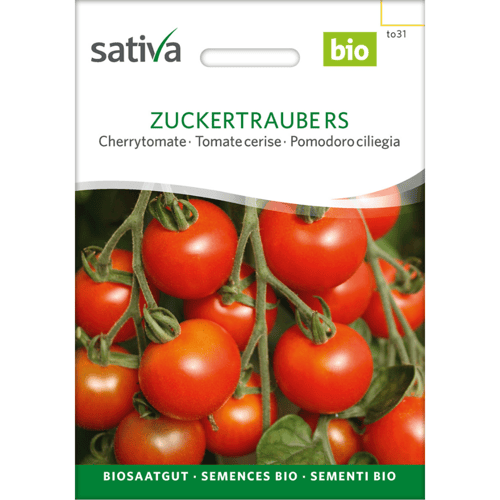 Frøpose med økologiske cherrytomater af sorten Zuckertaupe RS fra Sativa. (1)