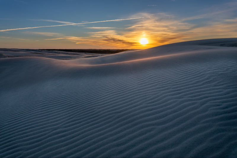  Sand mønstre på Råbjerg mile i Skagen lige efter solnedgang