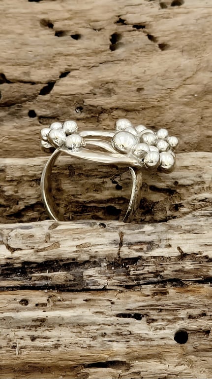 Unika kugle sølv ring. billede 2