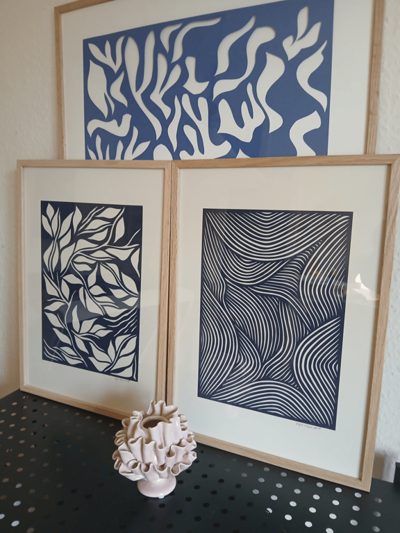 A3 papercut, ultra marineblå, Indrammet billede 5