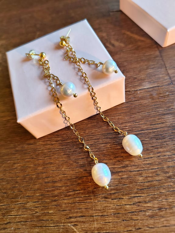 Jessie ørekæder / Kirurgisk stål / Forgyldt / Ferskvandsperler