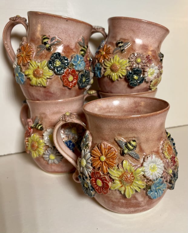 Keramik Krus med blomster  billede 2