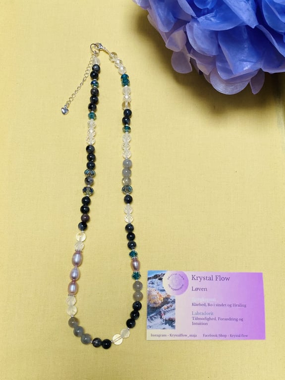 Bjergkrystal og Labradorit halskæde billede 3