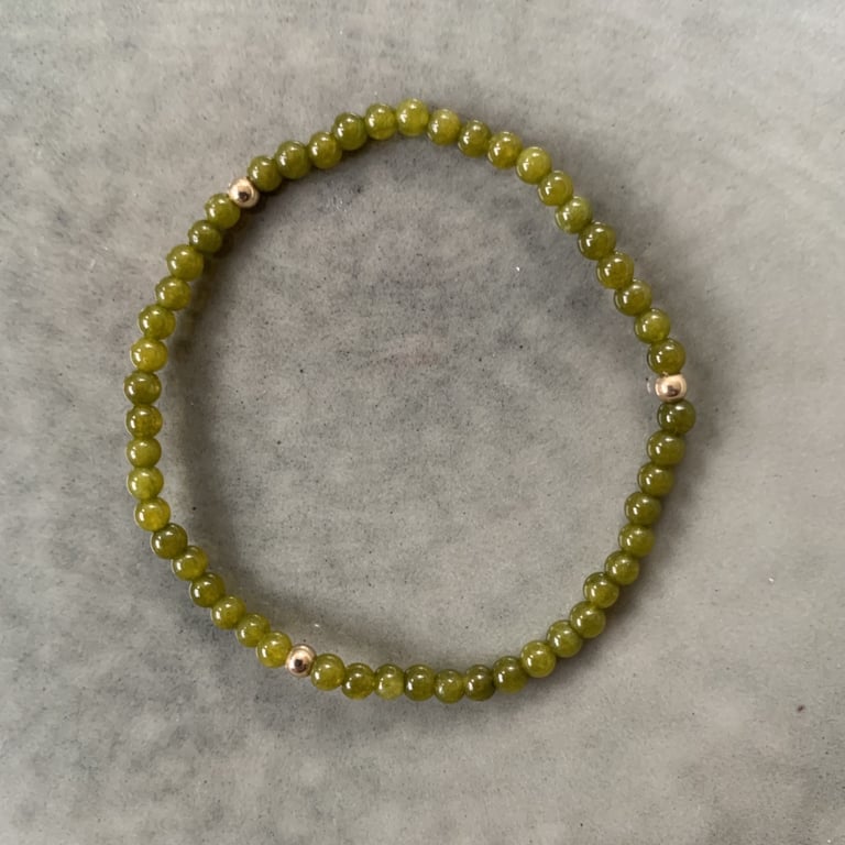 Olivengrøn agat armbånd 3 mm